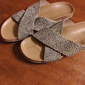 New Madewell Shoes The Dayna Lugsole Slide Sandal Black/Tan Sz 11